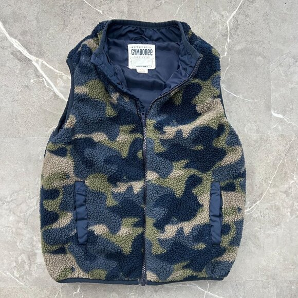 Gymboree Fleece Vest Boys Medium Sherpa Camo Camouflage Full Zip Kids - Picture 1 of 8